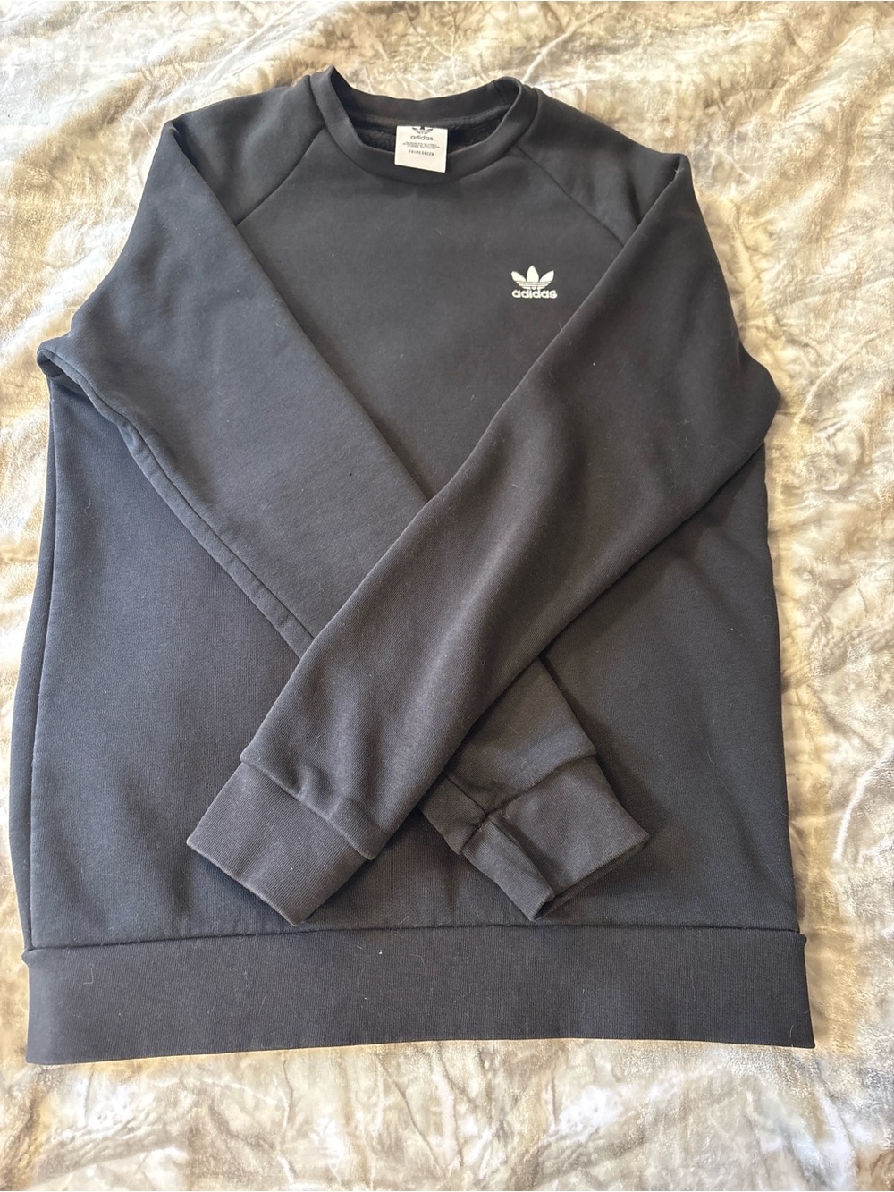 adidas Black Crewneck Sweatshirt with White Trefoil Logo
